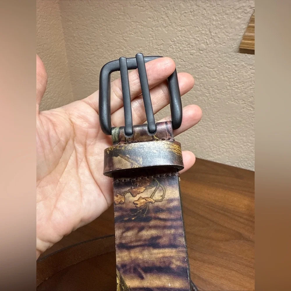 Camouflage Camo Genuine Leather‎ Belt Realtree Adjustable Sz 3XL Hunting Fishing